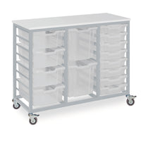 METAL FRAME TRAY UNITS, MOBILE TRAY UNITS, 3 Column, For 24 Trays, Tangerine