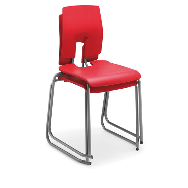 SE SKID BASE CHAIR, NON-FIRE RETARDANT SHELL, Sizemark 5 - 430mm Seat height, Red