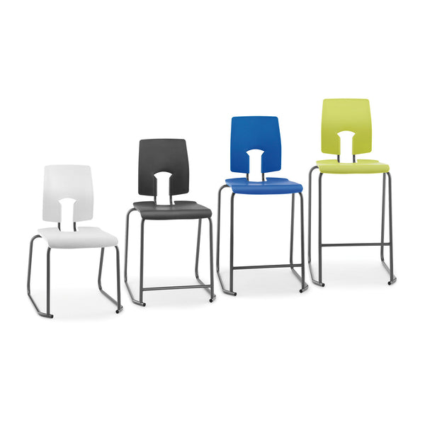 SE STOOL WITH BACK, NON-FIRE RETARDANT SHELL, 610mm Seat height, Off White