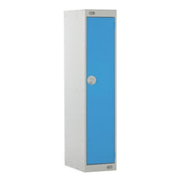 Three Quarter Height School Lockers, THREE QUARTER HEIGHT WITH KEY LOCK, SINGLE COMPARTMENT, Nest of 3 Lockers, Blue doors