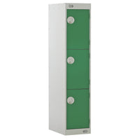 Three Quarter Height School Lockers, THREE QUARTER HEIGHT WITH KEY LOCK, THREE COMPARTMENT, Single Bay Locker, Red doors