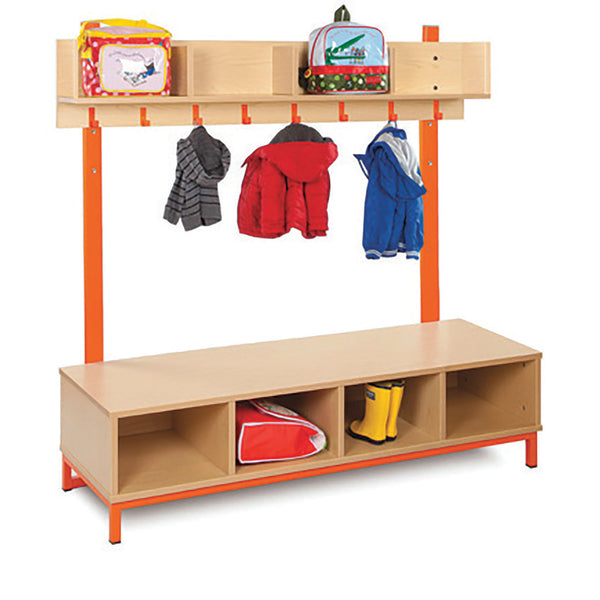 CLOAKROOM RANGE, CLOAKROOM UNITS, 8 Compartments with 8 Hooks, Tangerine