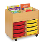 BOOK STORAGE, SINGLE SIDED KINDERBOXES, 4 Bay, Beech