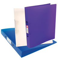RING BINDERS, 2 RING ('O' Shaped), A4, FLEXIBLE POLYPROPYLENE, Snap Translucent, 25mm Capacity, Assorted (colours may vary), Box of 10