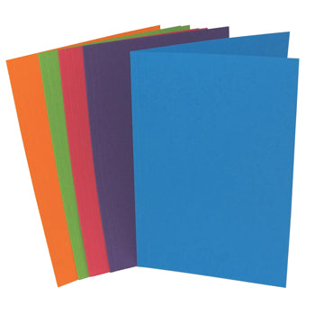 FOLDERS, BRIGHT MANILLA, FOOLSCAP, 285gsm, 100% Recycled Material, Bright Colours, Assorted, Box of 100