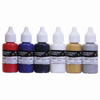FABRIC PAINTS, Fabric Paint Liners, Pack of 6 x 30ml