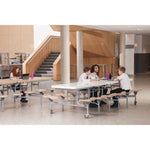 12 SEAT PRIMO MOBILE FOLDING TABLE, With Stool, White Gloss