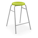 ROUND TOP STOOL, GREY FRAME, 525mm Seat height, Black Top