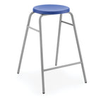 ROUND TOP STOOL, GREY FRAME, 430mm Seat height, Blue Top