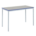 COLOURED EDGE TABLES, RECTANGULAR FULLY WELDED, 1100 x 550mm, Sizemark 3 - 590mm height, Blue Edge