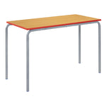 COLOURED EDGE TABLES, RECTANGULAR CRUSHBENT, 1100 x 550mm, Sizemark 1 - 460mm height, Red Edge