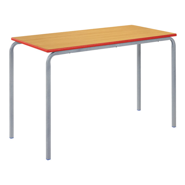 COLOURED EDGE TABLES, RECTANGULAR CRUSHBENT, 1100 x 550mm, Sizemark 2 - 530mm height, Red Edge