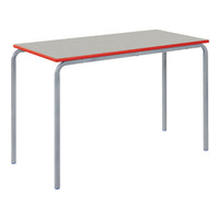 COLOURED EDGE TABLES, RECTANGULAR CRUSHBENT, 1100 x 550mm, Sizemark 2 - 530mm height, Red Edge