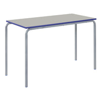 COLOURED EDGE TABLES, RECTANGULAR CRUSHBENT, 1100 x 550mm, Sizemark 3 - 590mm height, Blue Edge