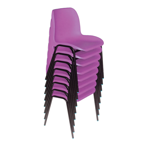 SMARTBUY, STACKING CLASSROOM CHAIRS SET, Sizemark 1 - 260mm Seat height, Purple, Set of 8