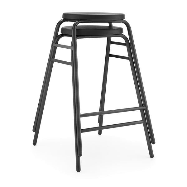 ROUND TOP STOOL, BLACK FRAME, 430mm Seat height, Lime Top