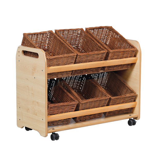 TILT TOTE STORAGE (6 TUBS OR BASKETS), With 6 Clear Tubs
