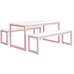 COLOUR FRAME DINING & BENCHES, STANDARD DINING & BENCHES, Size 1, Pastel Violet, 1 Table & 2 Benches