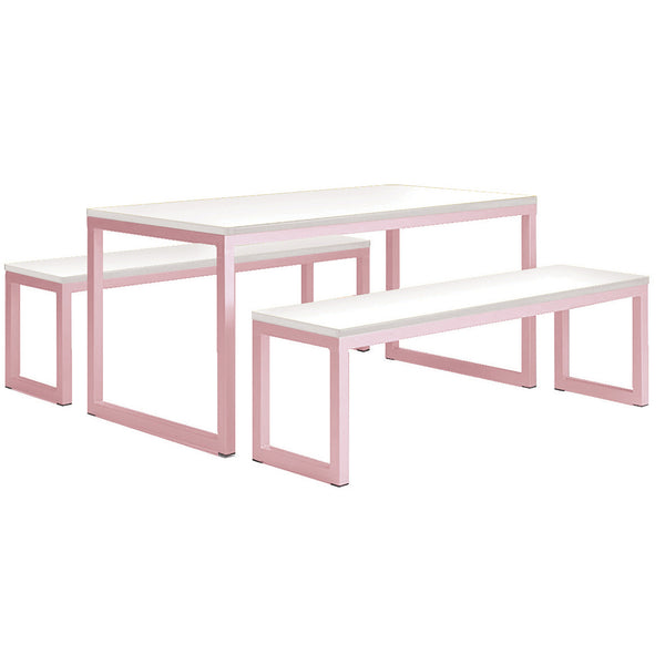 COLOUR FRAME DINING & BENCHES, STANDARD DINING & BENCHES, Size 3, Pastel Violet, 1 Table & 2 Benches