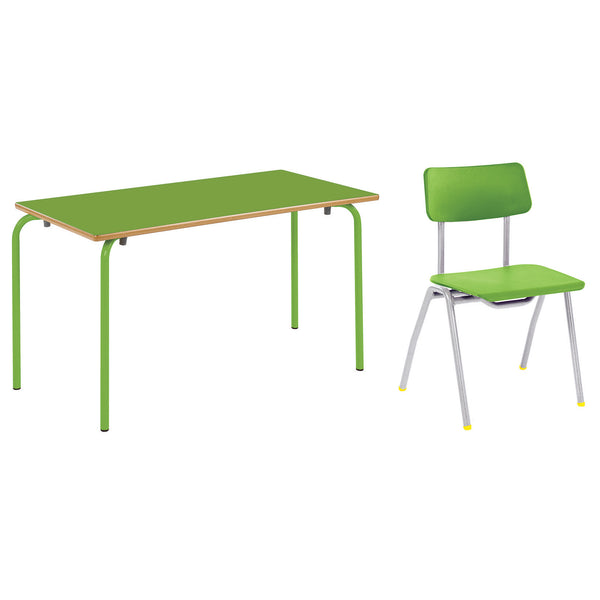 SMARTBUY, STACKING NURSERY TABLES & CHAIRS CLASS PACK, RECTANGULAR, 1100 x 550mm depth, Sizemark 1 - 460mm height, Green, 4 Tables & 8 Chairs