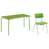 SMARTBUY, STACKING NURSERY TABLES & CHAIRS CLASS PACK, RECTANGULAR, 1100 x 550mm depth, Sizemark 1 - 460mm height, Tangy Green, 4 Tables & 8 Chairs