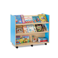 MOBILE LIBRARY UNIT, 1 Flat & 2 Angled Shelves, Tangerine