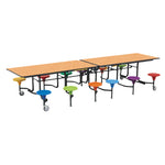 Blue Top, 12 SEAT EARLY YEARS RECTANGULAR TABLE, Mixed Colour Seats