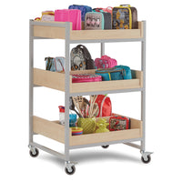 STEEL LUNCHBOX TROLLEYS, Monarch, 30 Boxes - Wide, Blue frame, white shelves, Each