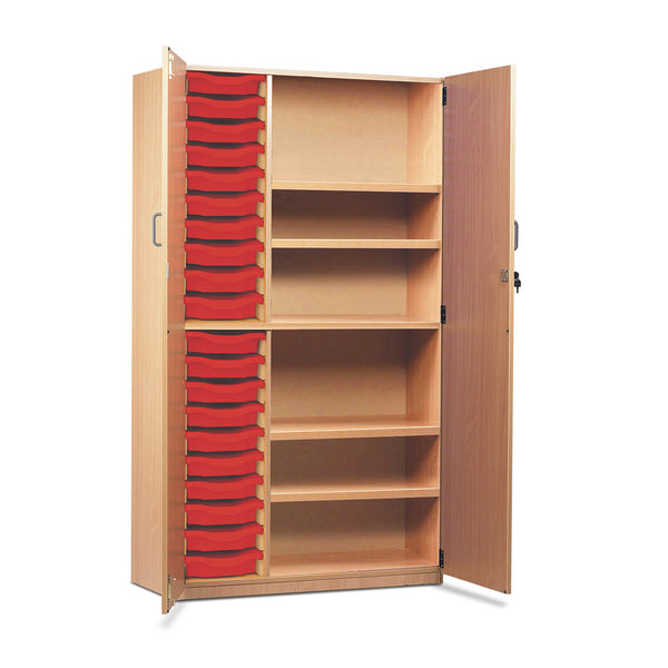 SMARTBUY, STOCK CUPBOARDS, 1 Fixed & 4 Adjustable Shelves, Red Trays