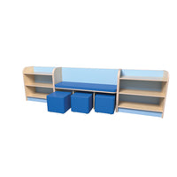 READING BENCH SET - BUNDLE DEAL, Maple/Red Finish with Cobalt Seating