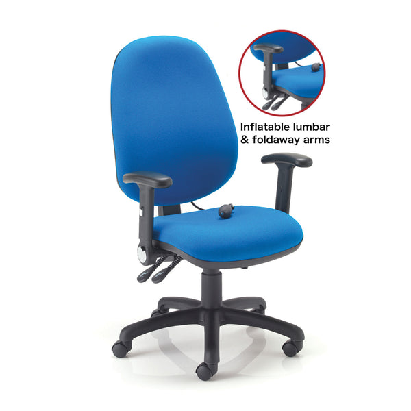 SWIVEL, HIGH BACK OFFICE CHAIR WITH INFLATABLE LUMBER SUPPORT, Blizzard