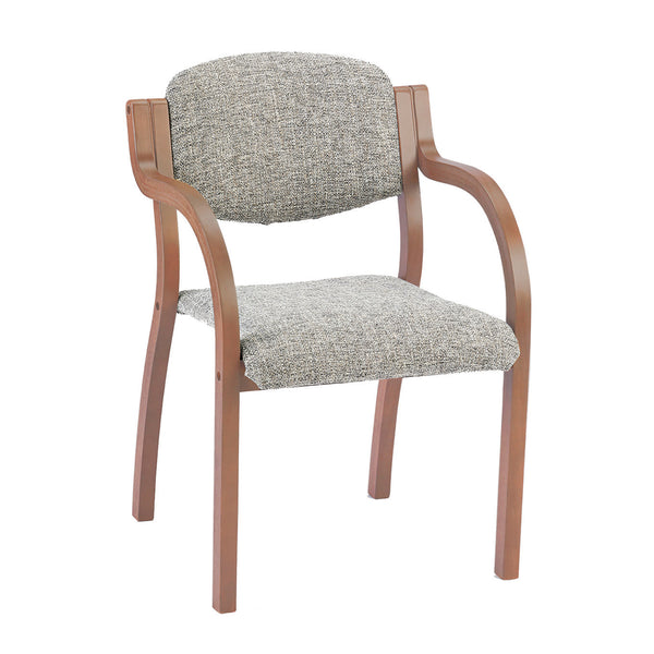 STACKING CHAIR WITH ARMS, Vinyl, Cream