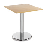 TABLES, CHROME PEDESTAL BASE, Square, 700 x 700 x 725mm height, Beech