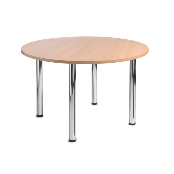 CONFERENCE TABLES, ROUND TUBE LEGS, Circular, 1000mm diameter, Light Grey