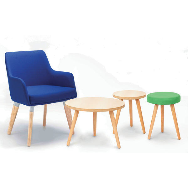 Three-Legged Stool with Upholstered Seat, Ocean