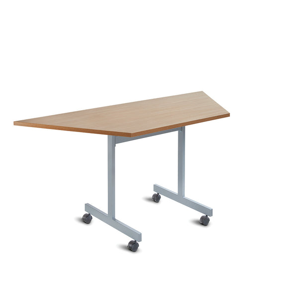 TILT TOP TABLES, HANDWHEEL ACTIVATION/LOCKING, TRAPEZOIDAL, 1600 x 800mm depth, Oak