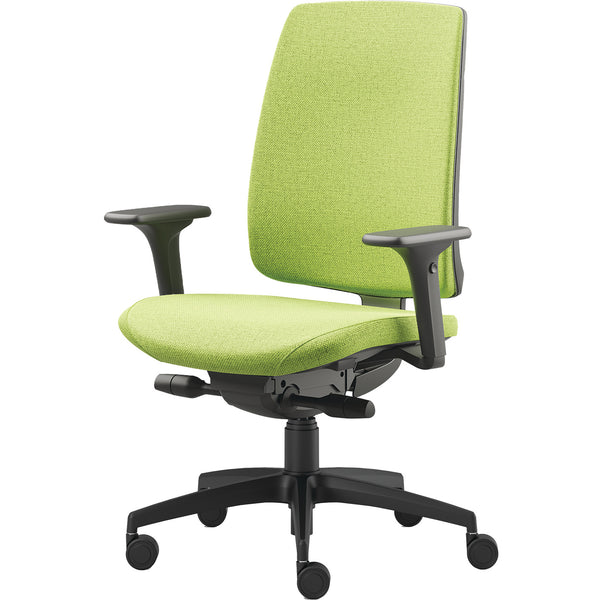 HIGH BACK OPERATOR CHAIR WITH SPINAMIC BACK MOVEMENT, UPHOLSTERED BACK, Black Frame, Madura