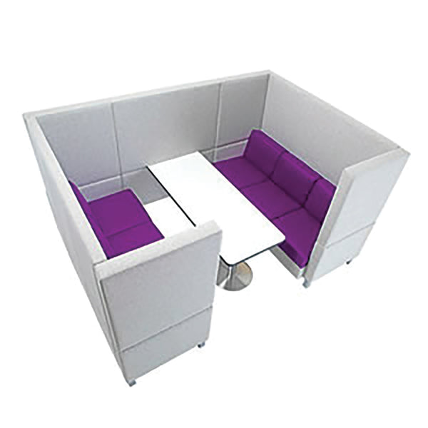 Four Seater - 1283mm depth, MEETING PODS WITH WHITE TABLE AND LINKING PANEL, Light Grey