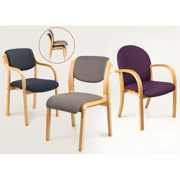 Stackable Beech Reception Chair, Without Arms, Havana