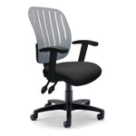 With Height Adjustable Arms, OFFICE CHAIR WITH GREY FLEX BACK, Blizzard