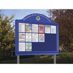 WEATHERSHIELD FREESTANDING CONTOUR OUTDOOR SIGNAGE, Surface Posts, 1500 x 1400mm height (12xA4 Portrait), Blue
