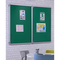 LOOP NYLON NOTICEBOARDS, Tamperproof, Double Door - 2400 x 1200mm height, Grey