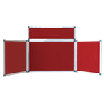 HEAVY DUTY FOLD-UP DISPLAY SYSTEM, 3 Panel Desktop Screens, Landscape, Red