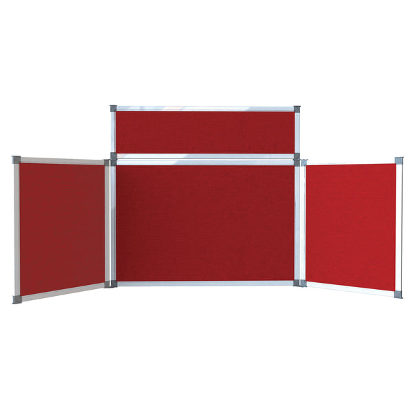 HEAVY DUTY FOLD-UP DISPLAY SYSTEM, 3 Panel Desktop Screens, Landscape, Red