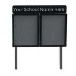 WEATHERSHIELD FREESTANDING HEADLINE OUTDOOR SCHOOL SIGNAGE, Surface Posts, Single Door, 1220 x 1281mm height (15xA4), Black