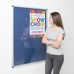 RESIST-A-FLAME ACOUSTIC ECO-COLOUR NOTICEBOARDS, Tamperproof, Side Hinged - Single Door, 600 x 900mm height, Light Blue