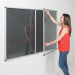 RESIST-A-FLAME ACOUSTIC ECO-COLOUR NOTICEBOARDS, Tamperproof, Side Hinged - Double Door, 2400 x 1200mm height, Blue
