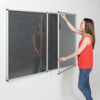 RESIST-A-FLAME ACOUSTIC ECO-COLOUR NOTICEBOARDS, Tamperproof, Side Hinged - Double Door, 1800 x 1200mm height, Light Blue