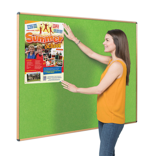 SHIELD WOOD EFFECT ALUMINIUM FRAME ECO-COLOUR NOTICEBOARDS, Framed, 900 x 600mm, Natural