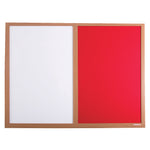 ECO FRAMED PIN-UP PEN BOARDS, Beech Effect Frame, 1800 x 1200mm height, Red